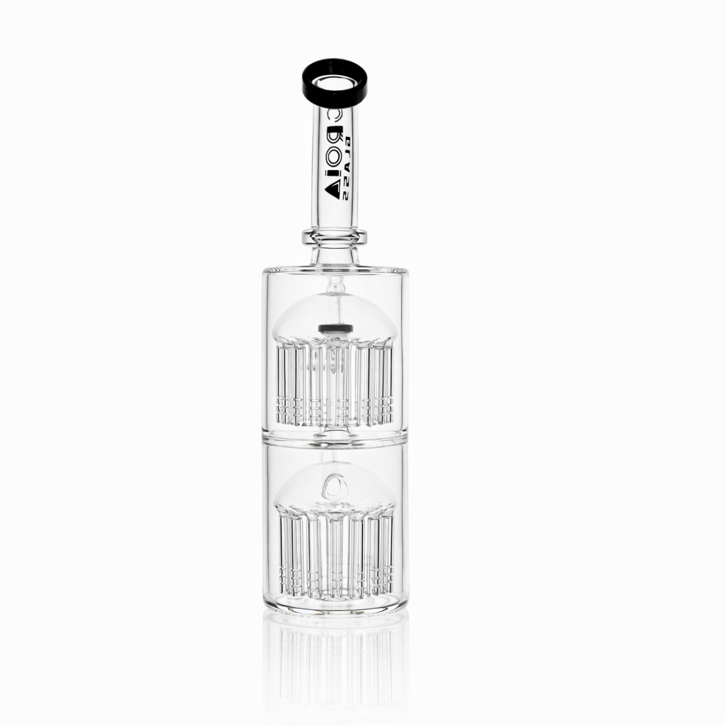 11" Double Tree Perc Scientific Glass Bong | Croia Glass