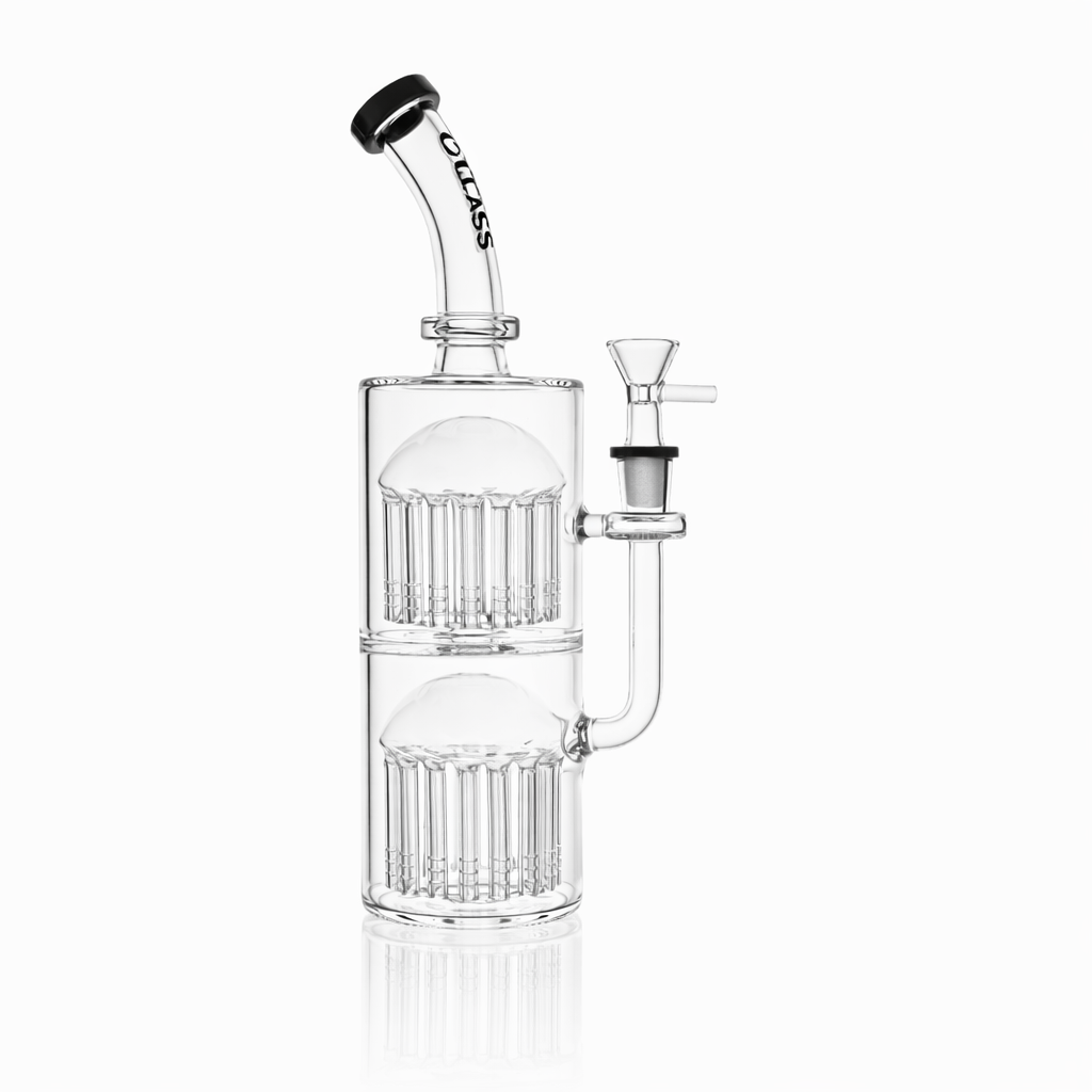 11" Double Tree Perc Scientific Glass Bong | Croia Glass