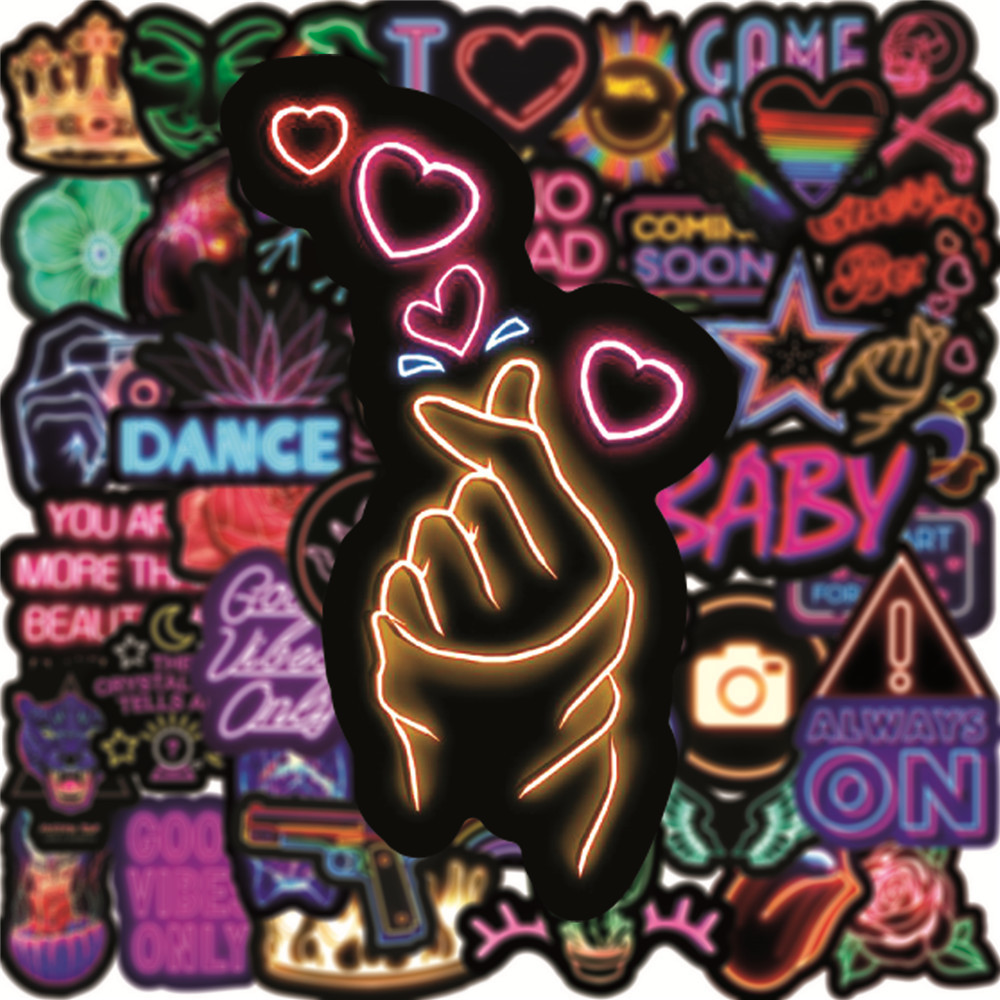 Waterproof Neon Cartoon Stickers