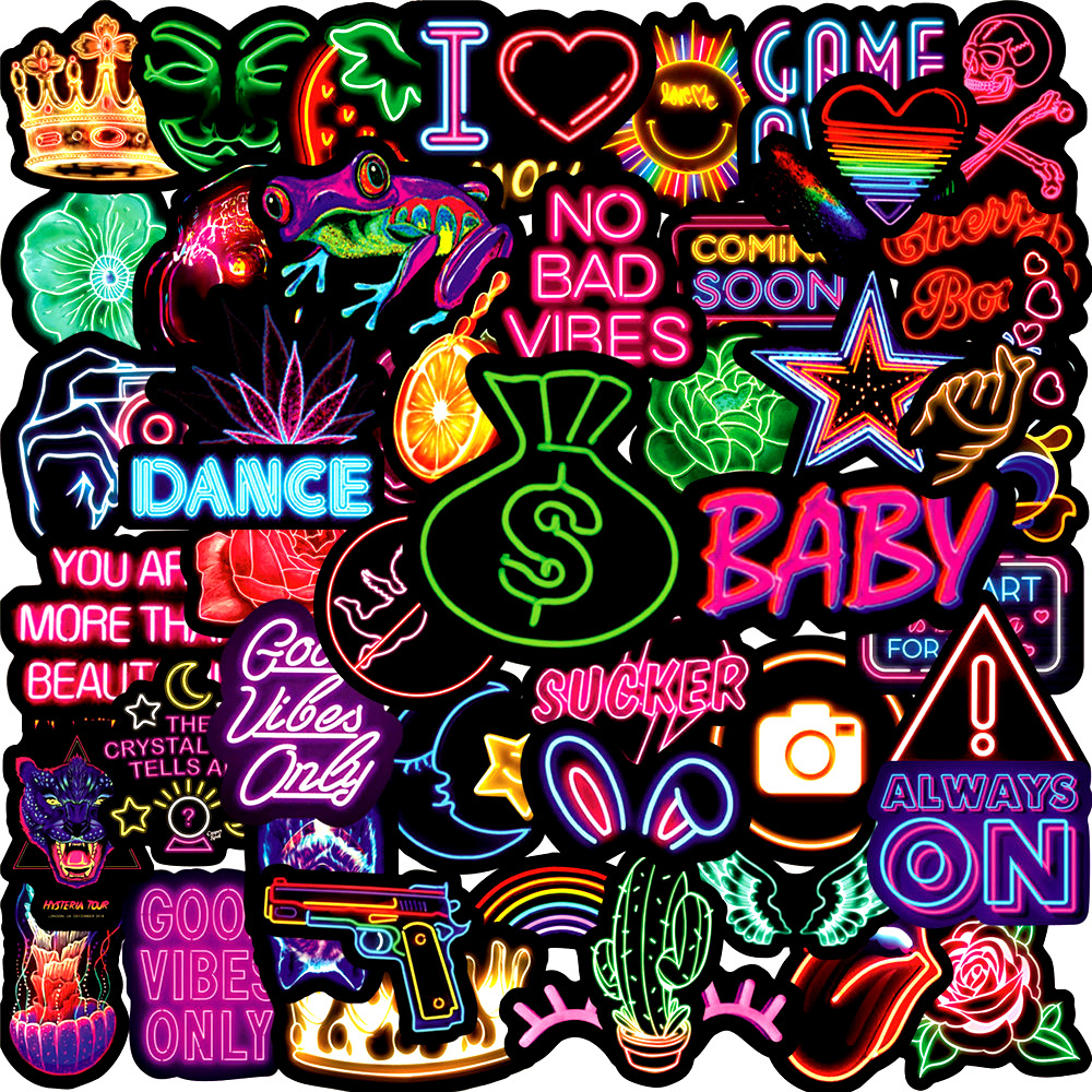 Waterproof Neon Cartoon Stickers