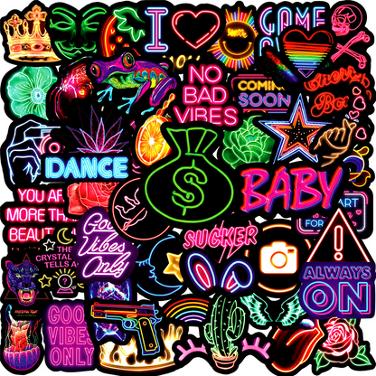 Waterproof Neon Cartoon Stickers