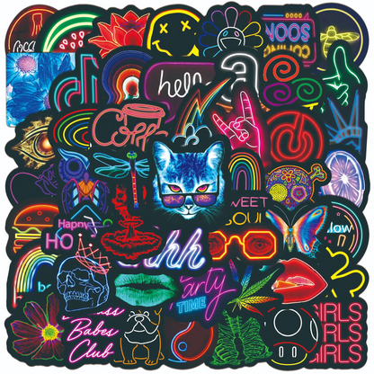 Waterproof Neon Cartoon Stickers