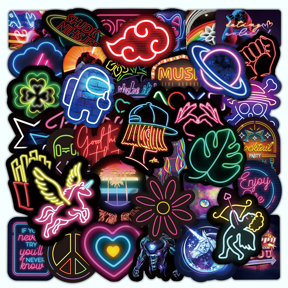 Waterproof Neon Cartoon Stickers