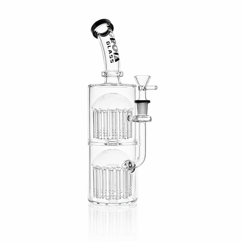 11" Double Tree Perc Scientific Glass Bong | Croia Glass