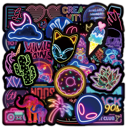 Waterproof Neon Cartoon Stickers
